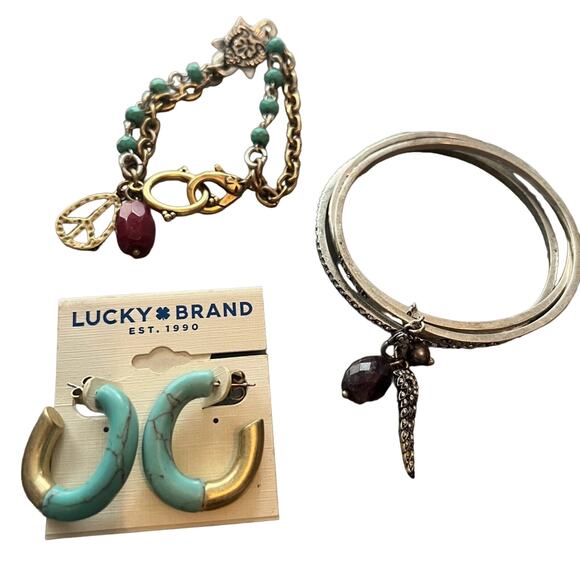 Lucky Brand 2 Bracelets & NEW Earrings - Picture 1 of 7